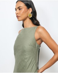 AERE - Jaida Bias Linen Slip Dress