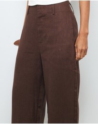 AERE - Linen Wide Leg Pants With Deep Waist Band