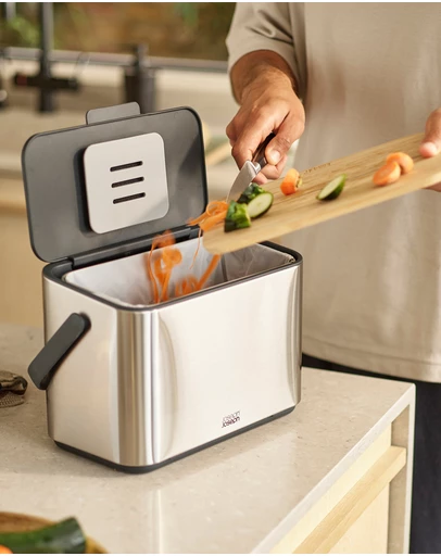 Joseph Joseph - Collect™ 4L Food Waste Caddy with Removable Bucket (Stainless Steel)