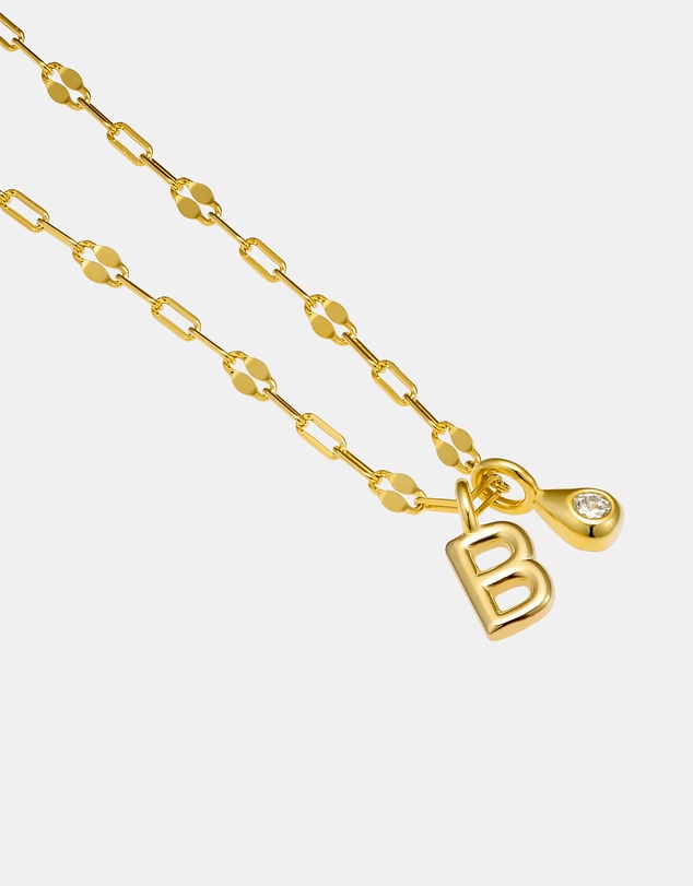 Zoe Olivia - 14K Gold Vermeil Imprint Initial B Cubic Zirconia Necklace