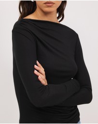 Calli - Mia Draped Long Sleeve Jersey Top