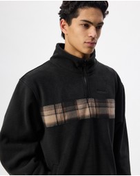 Rhythm - Checkered Fleece Quarter Zip Sweat