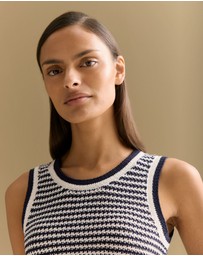 Trenery - Mercerised Cotton Knit Stitch Detail Tank in Night Sky