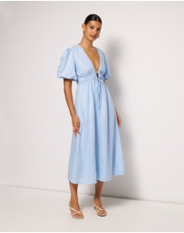 AERE - Aster Tie Front Linen Midi Dress