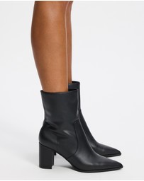 Atmos&Here - Fern Leather Block Heel Ankle Boots