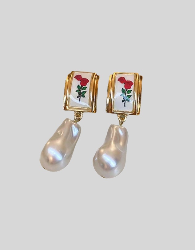 KAJA Clothing - Earring-Eternal Flower Earrings-Rose Pearl Earrings-2pc