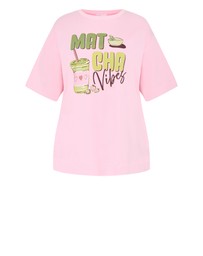 City Chic - Plus size Arabella Matcha Relaxed Sleep Tee - pink