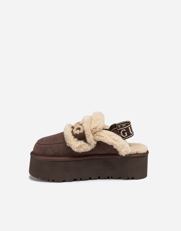 Ozwear Connection Uggs - Ugg Violet Matelassé Shearling Super Platform (6cm) Slipper (Elastic Logo) (Detachable Feature)