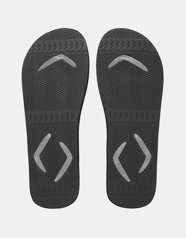 Boomerangz Footwear - Men's Grey/Black Thongs with arch support and 2 x interchangeable straps