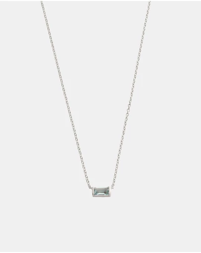 Kirstin Ash - Baguette Birthstone Necklace March Sky Blue Topaz