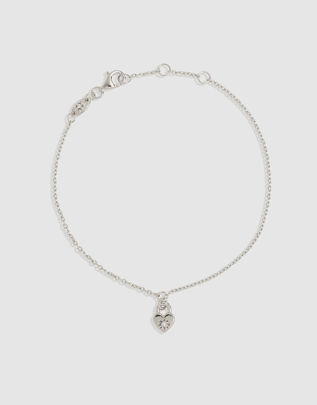 By Charlotte - Crystal Lotus Heart Padlock Bracelet