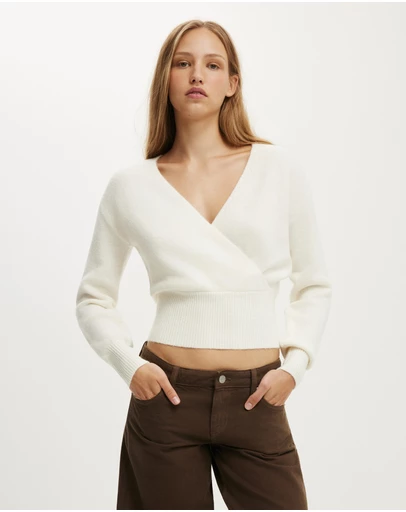 Cotton On - Softest Luxe Mock Wrap Knit Top