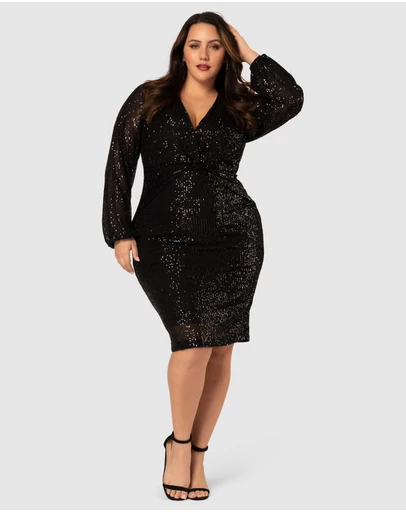 Pink Dusk by Curve Project - Pinky Promise Puff Sleeve Sequin Dress