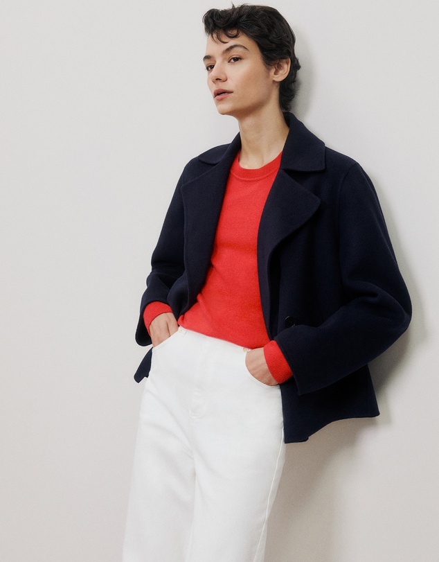 Trenery - Merino Cashmere Forward Shoulder Seam Crew in Spice Red