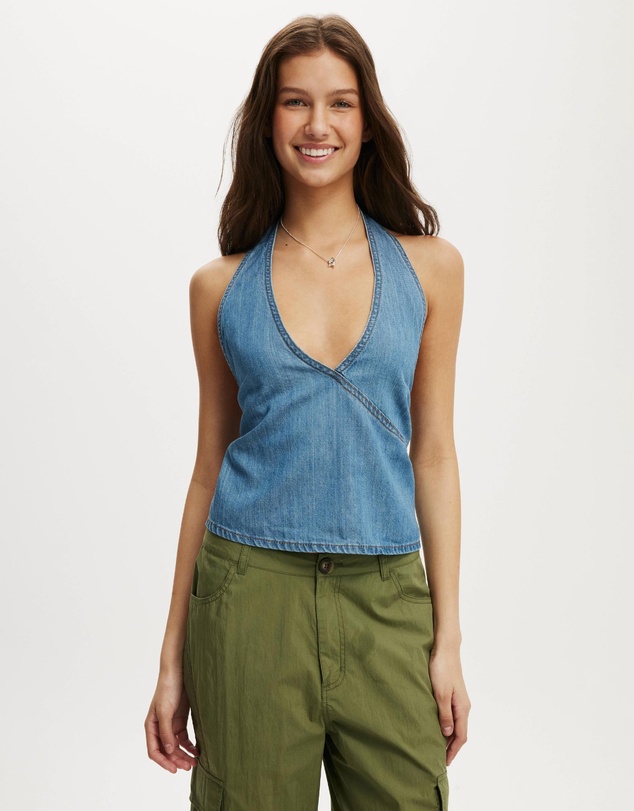 Cotton On - Avery Wrap Denim Top