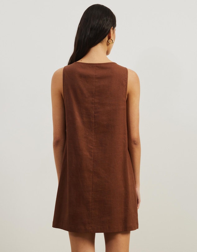 Atmos&Here - Tie Front Linen Blend Mini Dress