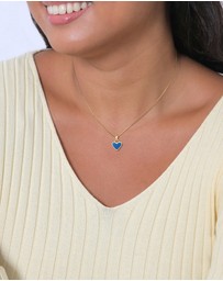 Elli Jewelry - Necklace Heart Pendant Cute with Enamel Blue in 925 Sterling Silver Gold Plated