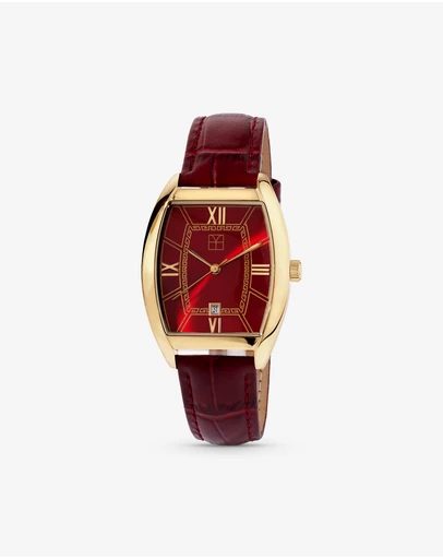 Michael Hill - Gold-Tone Lunar New Year Watch with Red Leather Strap