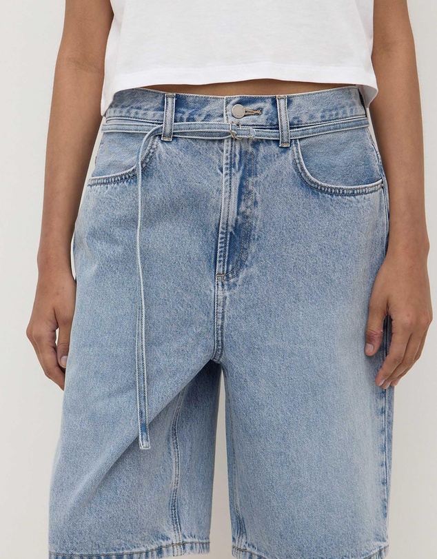 Assembly Label - Loose Fit Long Denim Shorts