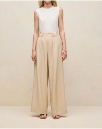 Trenery - Pleat Front Wide Leg Pant in Sand