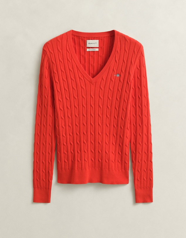 Gant - Stretch Cotton Cable V-Neck Knit