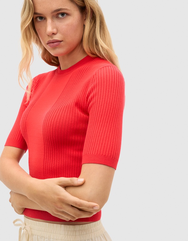 Seed Heritage - Cotton Blend Rib Knit Top