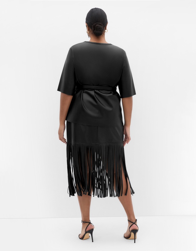 City Chic - Fringe Faux Leather Skirt