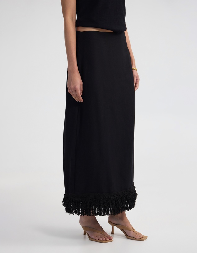 Oxford - Gabrielle Linen Blend Fringed Skirt