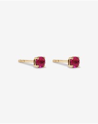 Michael Hill - Created Round Red Ruby Birthstone Stud Earrings in 10kt Yellow Gold