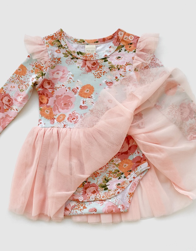 WITH LOVE FOR KIDS - Tulle Flutter Long Sleeve Tutu Onesie - Babies