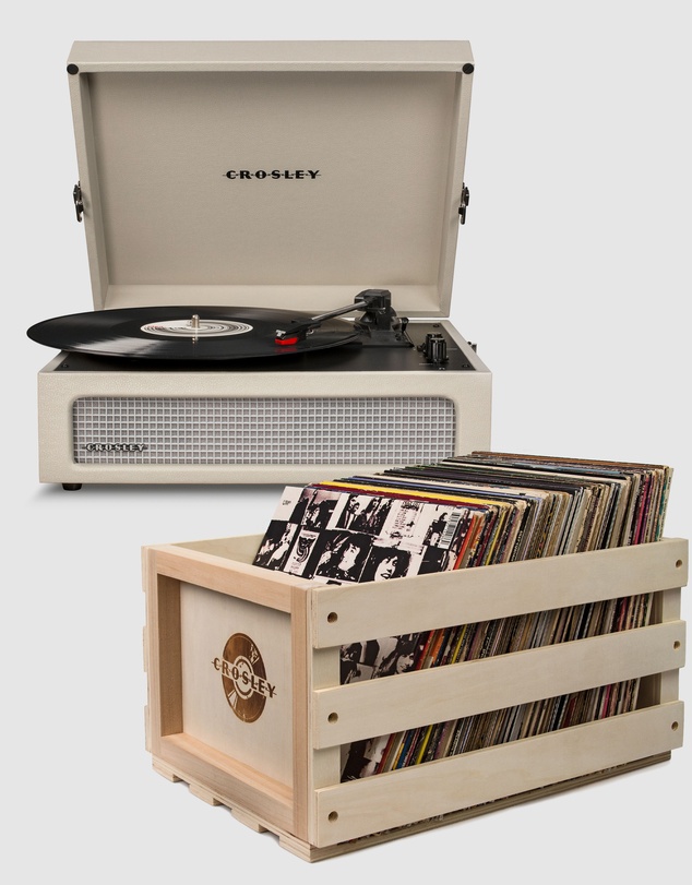 Crosley - Crosley Voyager Dune - Bluetooth Portable Turntable  & Record Storage Crate