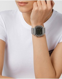 Philipp Plein - HYPER $HOCK 44MM - Silver-Tone Case - Light Display - Silver-Tone Metal Band