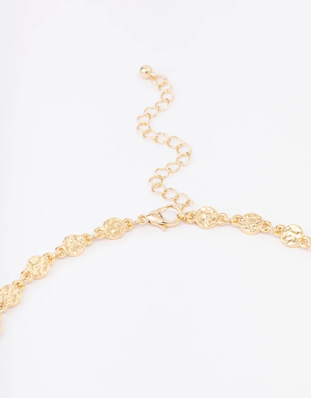 Lovisa - Gold Plated Hammered Disc Chain Necklace