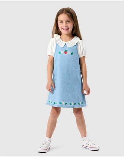 Goldie + Ace - Wild Strawberry Pinafore Dress - Babies-Kids