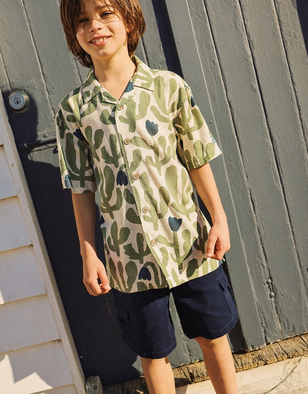 Skwosh - Pablo Prickles Kids Holiday Shirt in Ecru