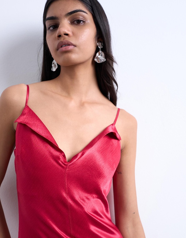 TOPSHOP - Folded Edge Satin Cami Slip Maxi