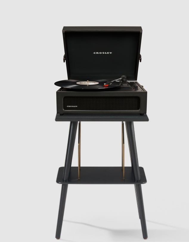 Crosley - Crosley Voyager Bluetooth Portable Turntable + Crosley Turntable Stand Bundle - Black