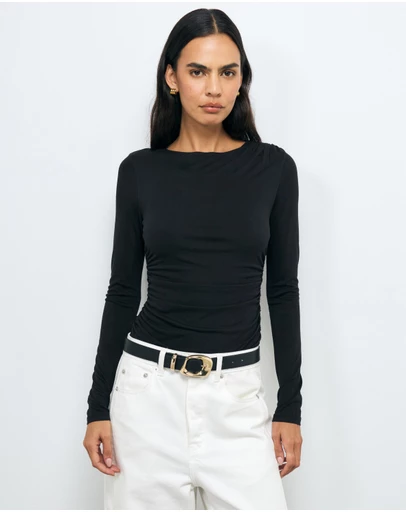 AERE - Emma Draped Cupro Top