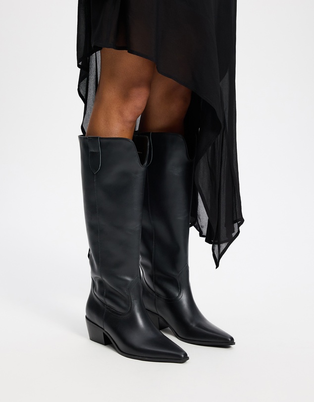 AERE - Rozalia Knee High Leather Cowboy Boots