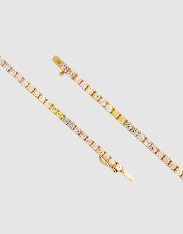 Wanderlust + Co - Pave 14K Gold Vermeil Rainbow Tennis Bracelet