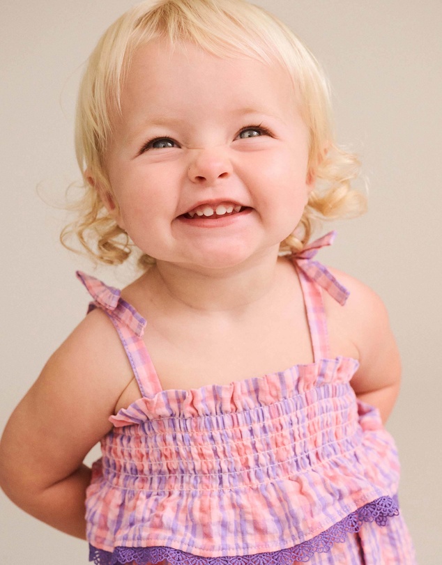 Huxbaby - Tropical Check Tie Romper - Babies