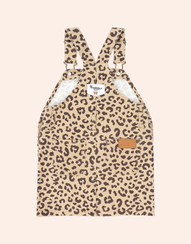 Huxbaby - Very Cherry Leopard Print Denim Jumper Dress - Babies