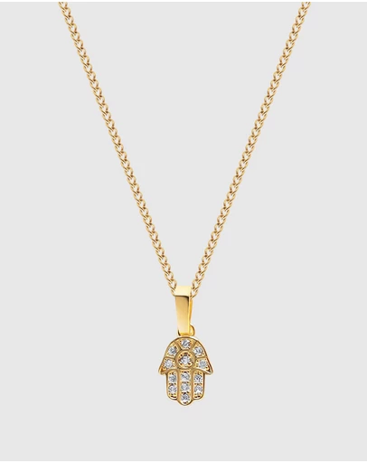 Nialaya Jewellery - Men's Mini Hamsa Hand Necklace in Gold