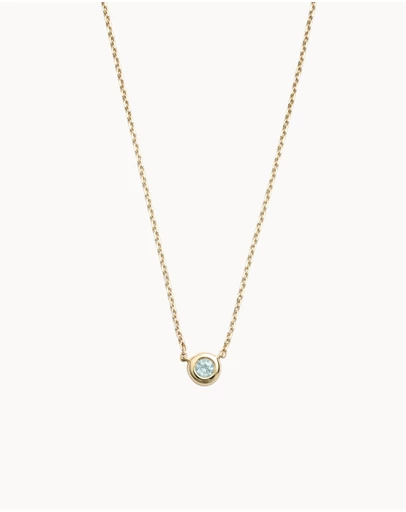 Kirstin Ash - Petite Birthstone Necklace March Aquamarine