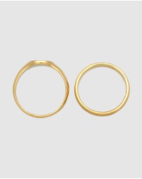 Kuzzoi - ICONIC EXCLUSIVE - Ring Signet Set Men Modern in 925 Sterling Silver Gold Plated
