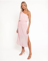 Petal & Pup - Pontee One Shoulder Pleated Midi Dress - Pink