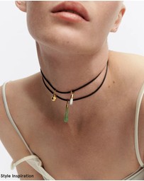 PDPAOLA - Pave Drop Pendant Leather Necklace