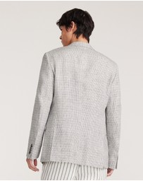 Calibre - Thatch Check Linen Blazer White