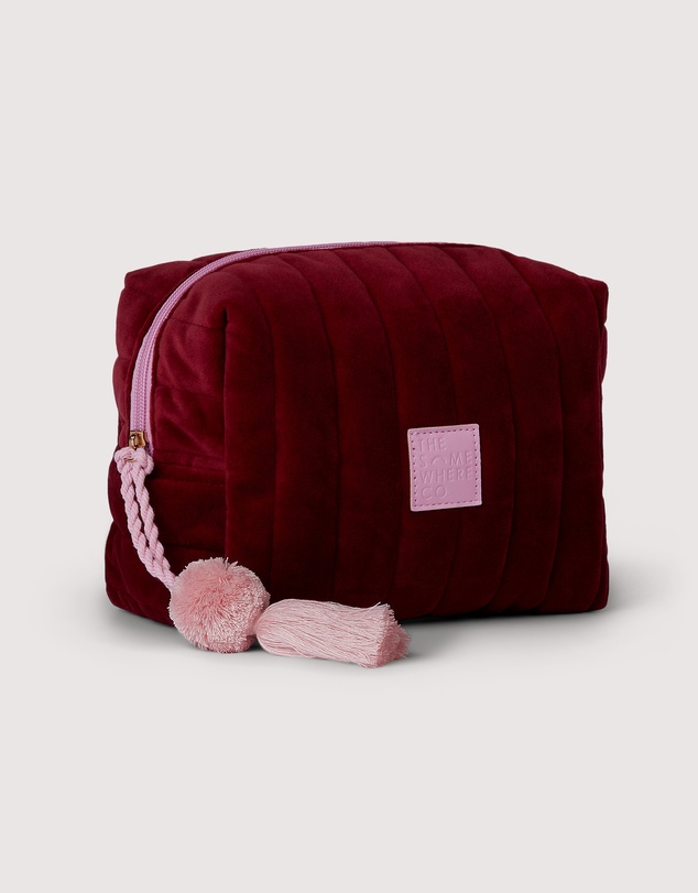 The Somewhere Co - Burgundy Velvet Cosmetic Case