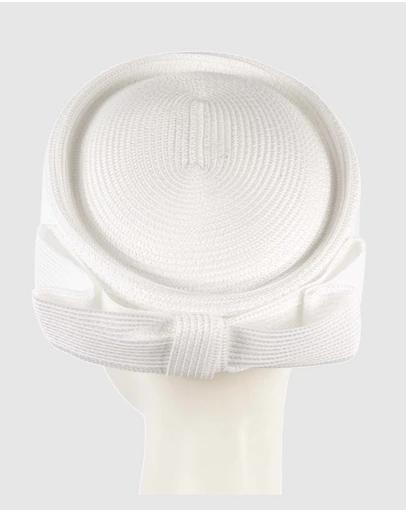 Max Alexander - White Braid Pillbox Hat
